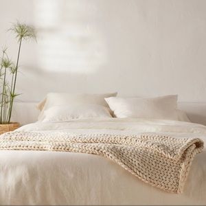 50"x70" Oversized Solid Bed Throw - Casaluna™--Color Natural